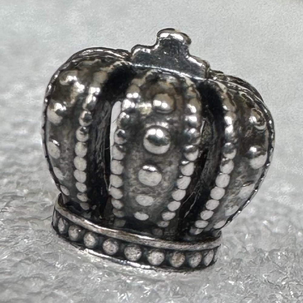Authentic Pandora Sterling silver Oxidized Regal Crown Charm